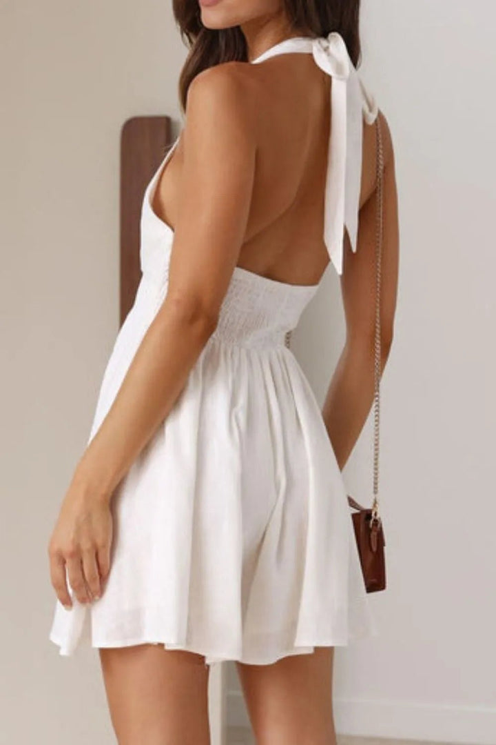 Cutout Halter Neck Mini Dress - VeauBeauty