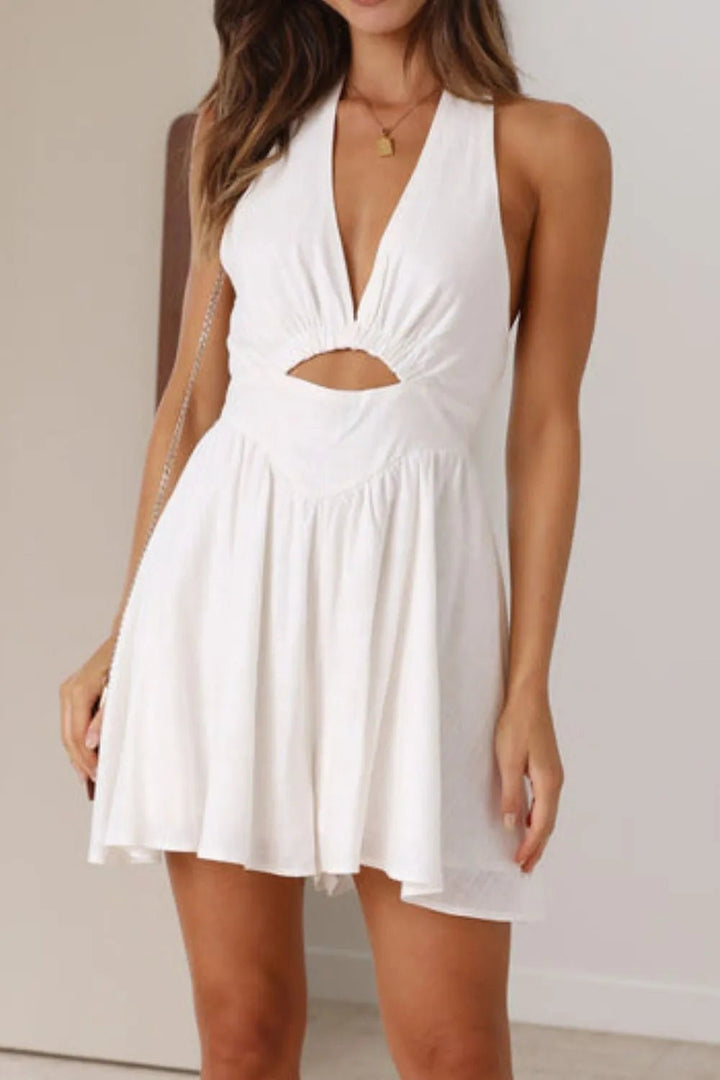 Cutout Halter Neck Mini Dress - VeauBeauty