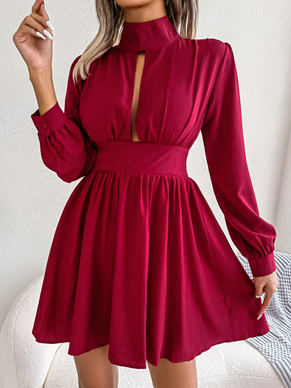 Cutout Turtleneck A - Line Mini Dress - VeauBeauty