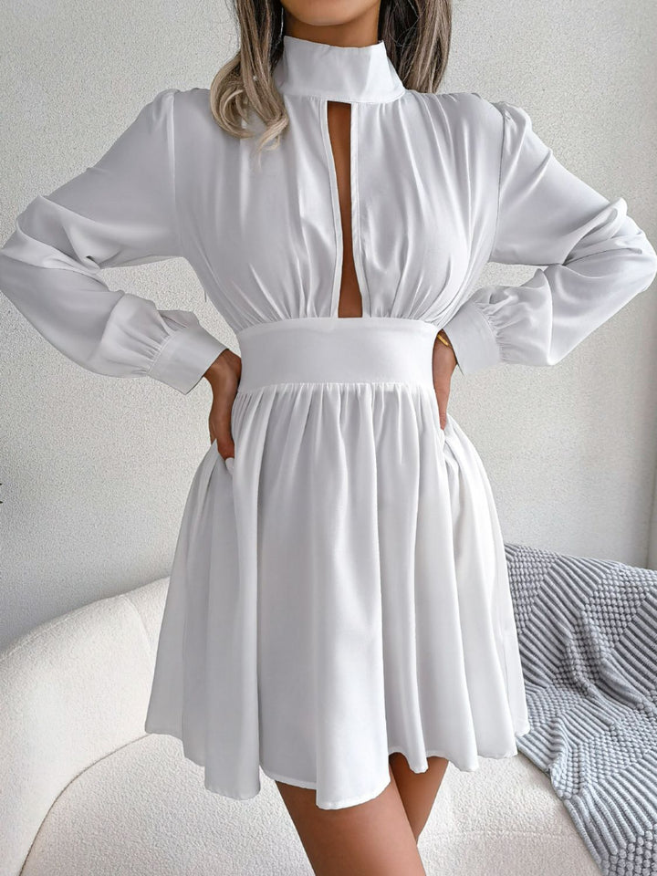 Cutout Turtleneck A - Line Mini Dress - VeauBeauty