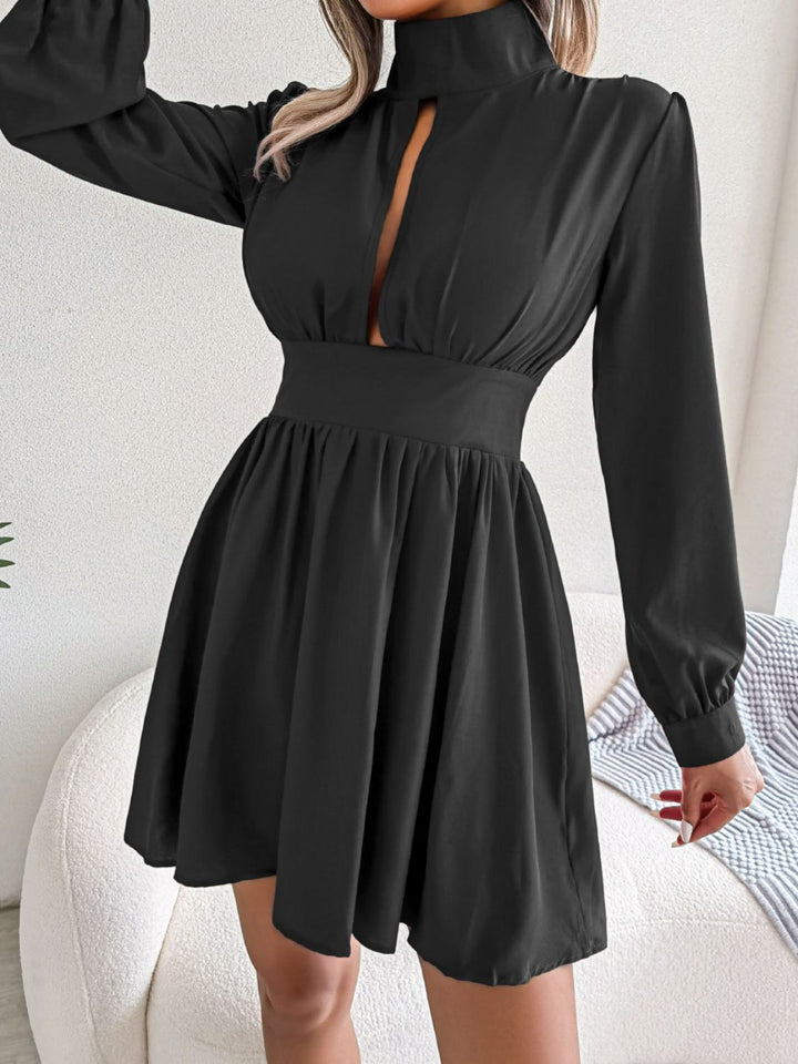 Cutout Turtleneck A - Line Mini Dress - VeauBeauty