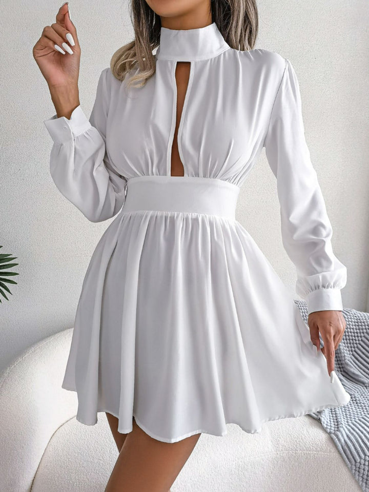Cutout Turtleneck A - Line Mini Dress - VeauBeauty