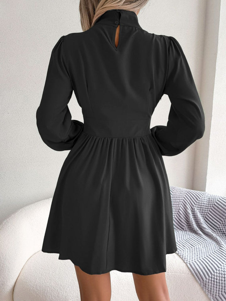 Cutout Turtleneck A - Line Mini Dress - VeauBeauty