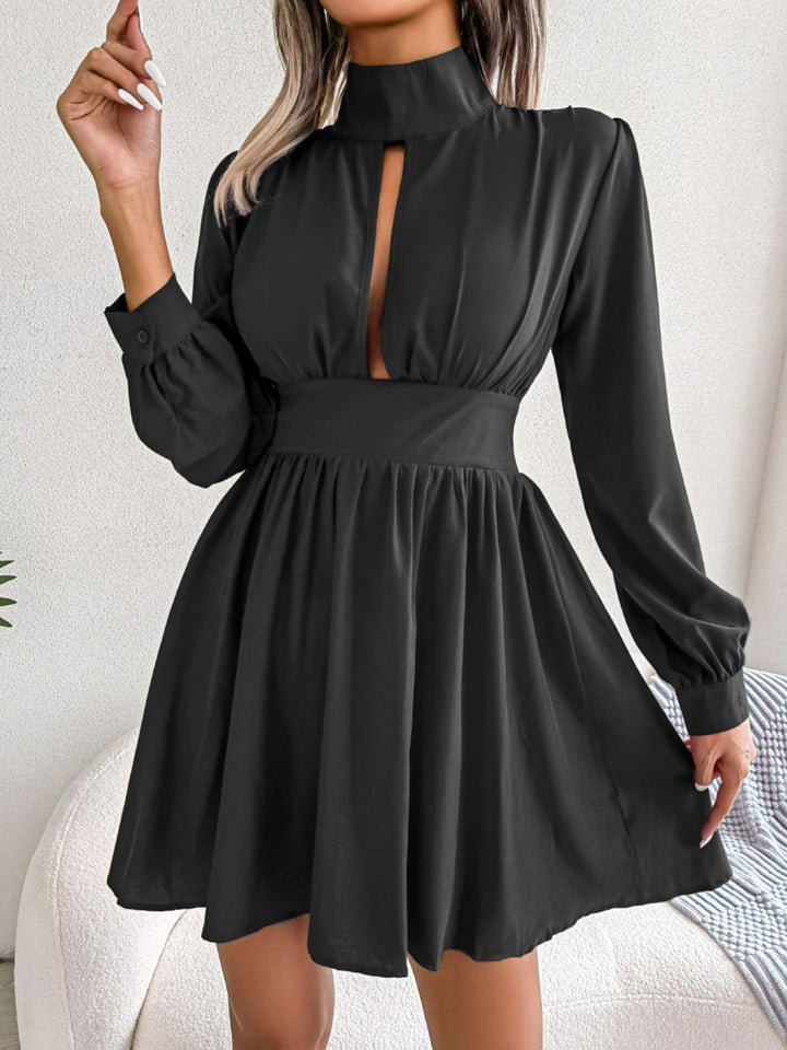 Cutout Turtleneck A - Line Mini Dress - VeauBeauty