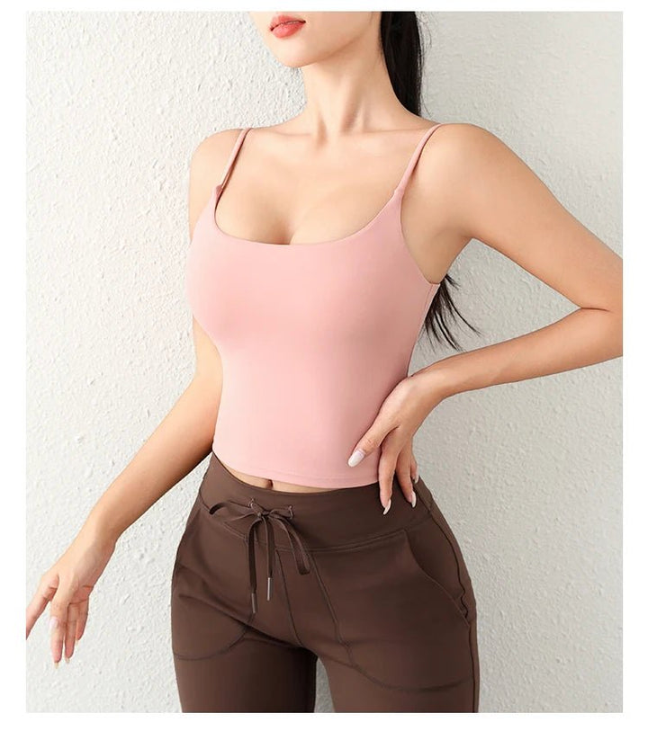Deep U - Back Yoga Top – Antibacterial Fabric Padded Strap Vest for Women - VeauBeauty