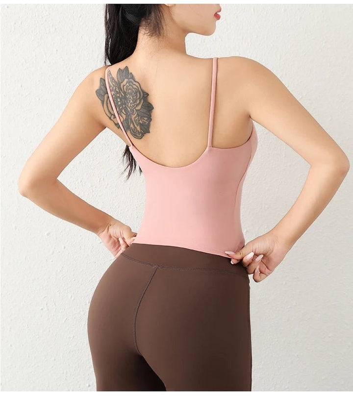 Deep U - Back Yoga Top – Antibacterial Fabric Padded Strap Vest for Women - VeauBeauty