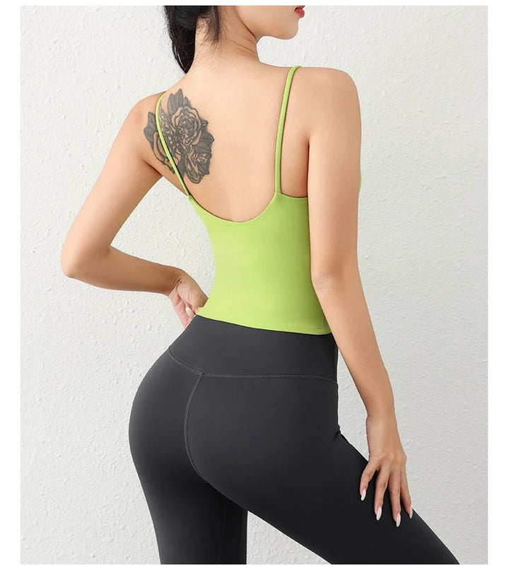 Deep U - Back Yoga Top – Antibacterial Fabric Padded Strap Vest for Women - VeauBeauty