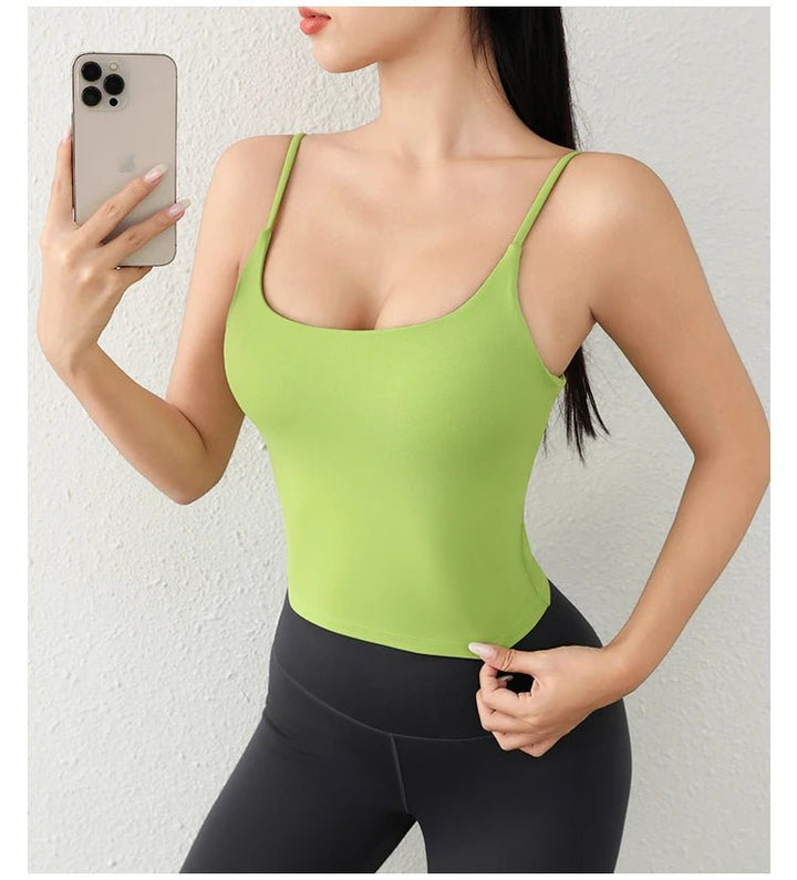 Deep U - Back Yoga Top – Antibacterial Fabric Padded Strap Vest for Women - VeauBeauty