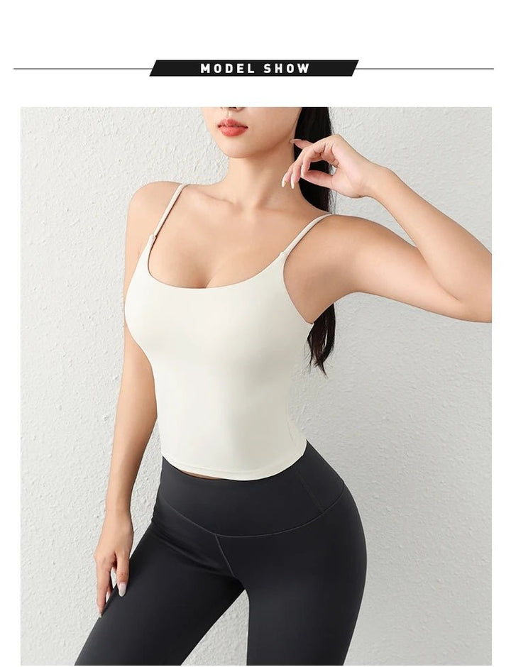 Deep U - Back Yoga Top – Antibacterial Fabric Padded Strap Vest for Women - VeauBeauty