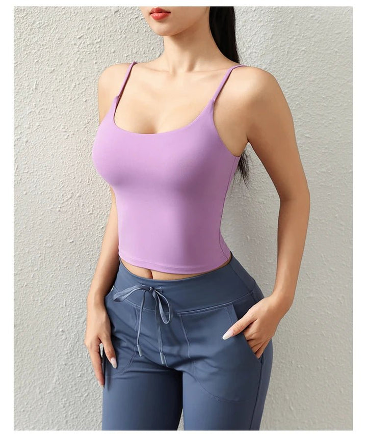 Deep U - Back Yoga Top – Antibacterial Fabric Padded Strap Vest for Women - VeauBeauty