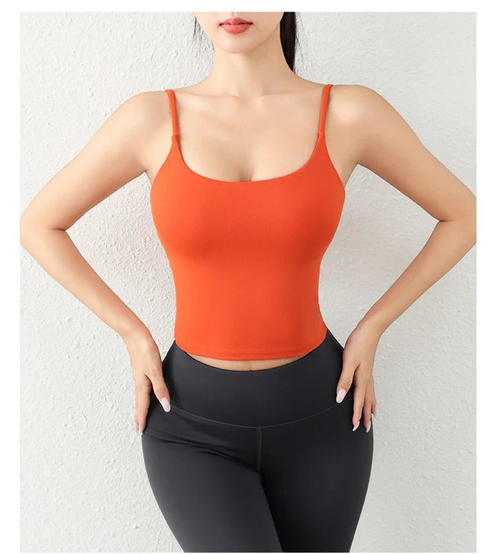 Deep U - Back Yoga Top – Antibacterial Fabric Padded Strap Vest for Women - VeauBeauty
