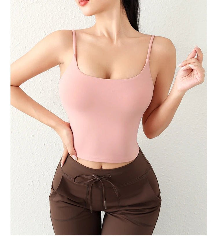 Deep U - Back Yoga Top – Antibacterial Fabric Padded Strap Vest for Women - VeauBeauty
