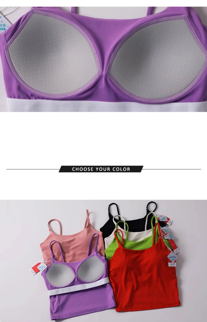 Deep U - Back Yoga Top – Antibacterial Fabric Padded Strap Vest for Women - VeauBeauty