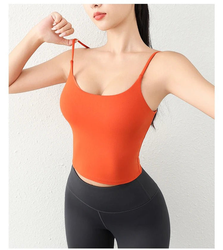 Deep U - Back Yoga Top – Antibacterial Fabric Padded Strap Vest for Women - VeauBeauty
