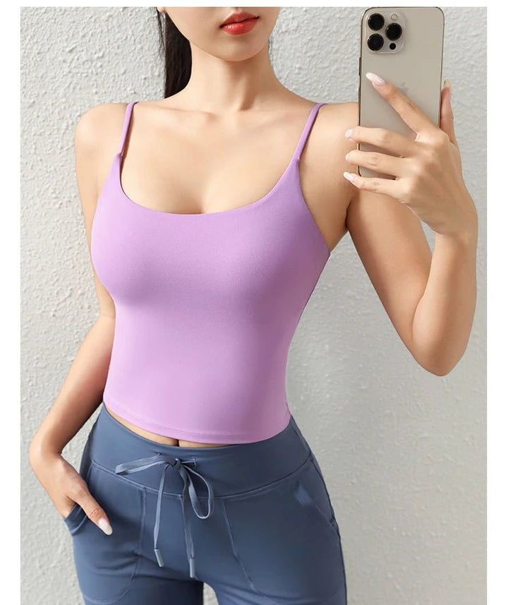 Deep U - Back Yoga Top – Antibacterial Fabric Padded Strap Vest for Women - VeauBeauty
