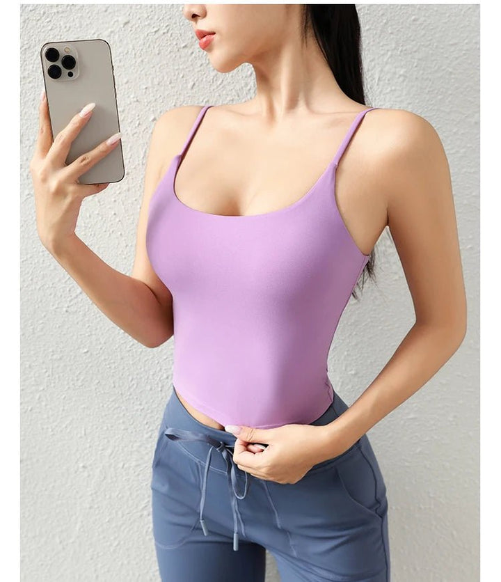 Deep U - Back Yoga Top – Antibacterial Fabric Padded Strap Vest for Women - VeauBeauty