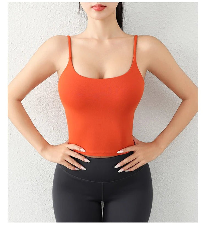 Deep U - Back Yoga Top – Antibacterial Fabric Padded Strap Vest for Women - VeauBeauty