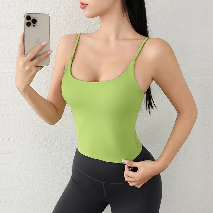 Deep U - Back Yoga Top – Antibacterial Fabric Padded Strap Vest for Women - VeauBeauty