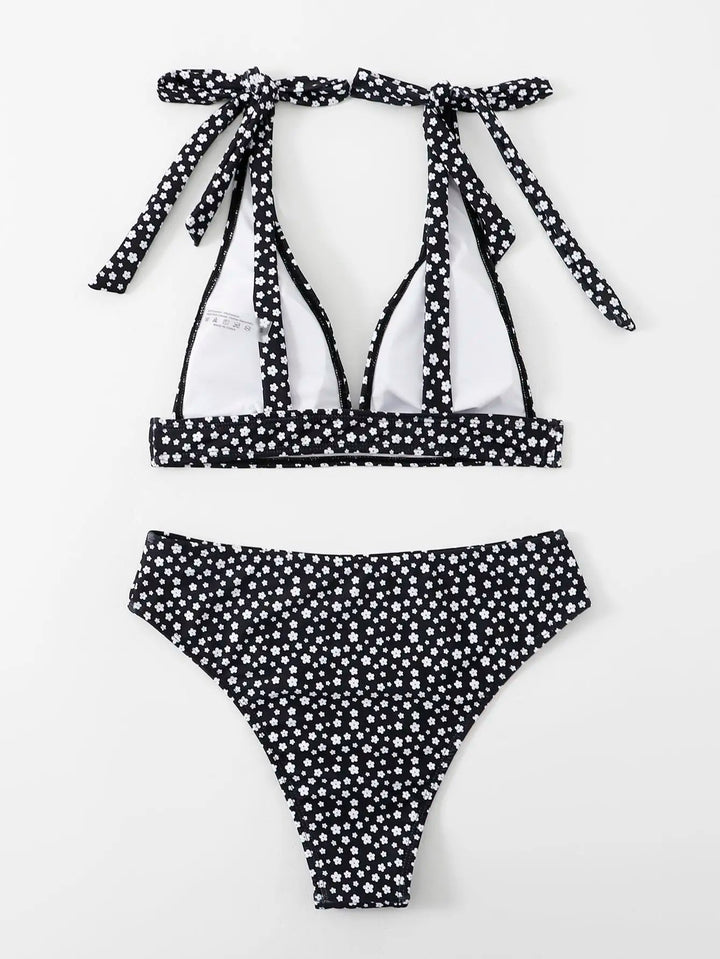 Dot Print Mid - Waist Bikini Set – Wire - Free Padded Two - Piece Swimwear for Women 2025 - VeauBeauty