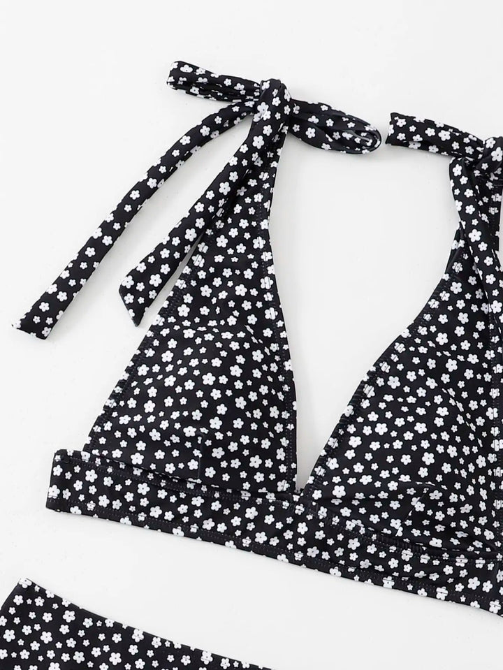 Dot Print Mid - Waist Bikini Set – Wire - Free Padded Two - Piece Swimwear for Women 2025 - VeauBeauty