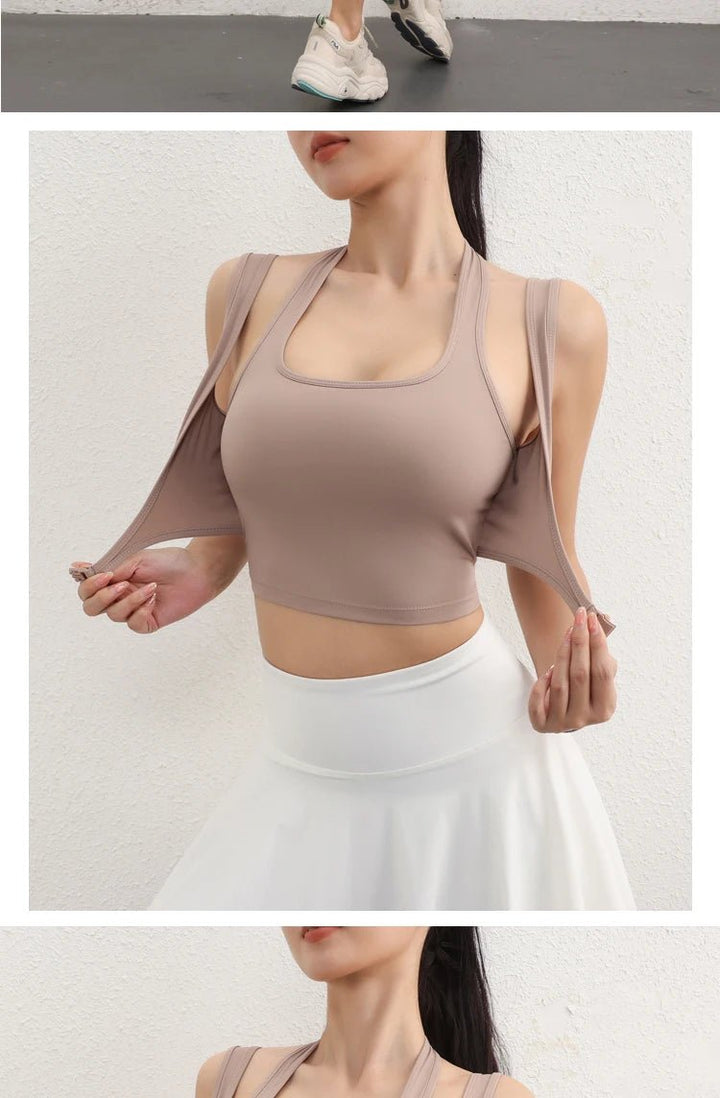 Double Strap Sports Bra – Breathable Anti - Sweat Fitness Top for Women - VeauBeauty