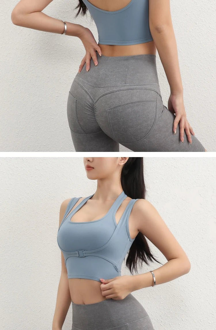 Double Strap Sports Bra – Breathable Anti - Sweat Fitness Top for Women - VeauBeauty