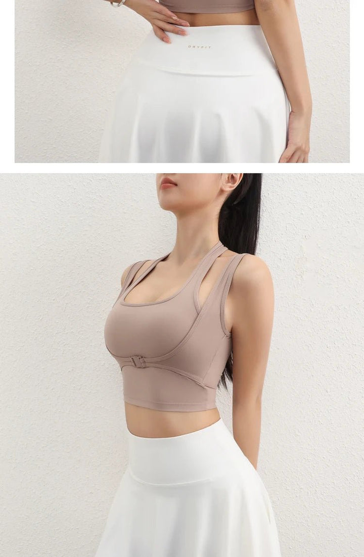 Double Strap Sports Bra – Breathable Anti - Sweat Fitness Top for Women - VeauBeauty