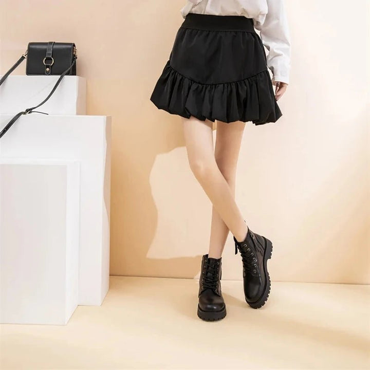 Double Zipper Genuine Leather Ankle Boots – Square Heel Motorcycle Style - VeauBeauty