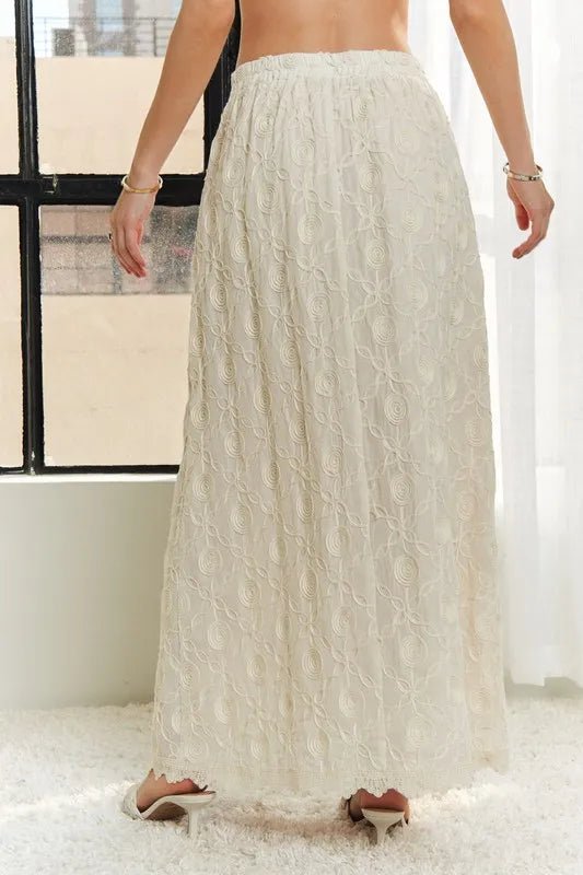 Elastic Waist Applique Maxi Skirt - VeauBeauty