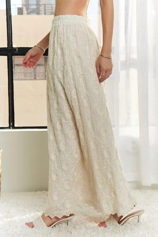 Elastic Waist Applique Maxi Skirt - VeauBeauty