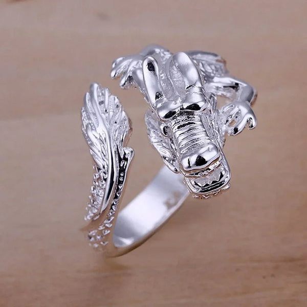 Fashion Charm 925 Sterling Silver Dragon Ring – Unisex Holiday Gift Jewelry - VeauBeauty