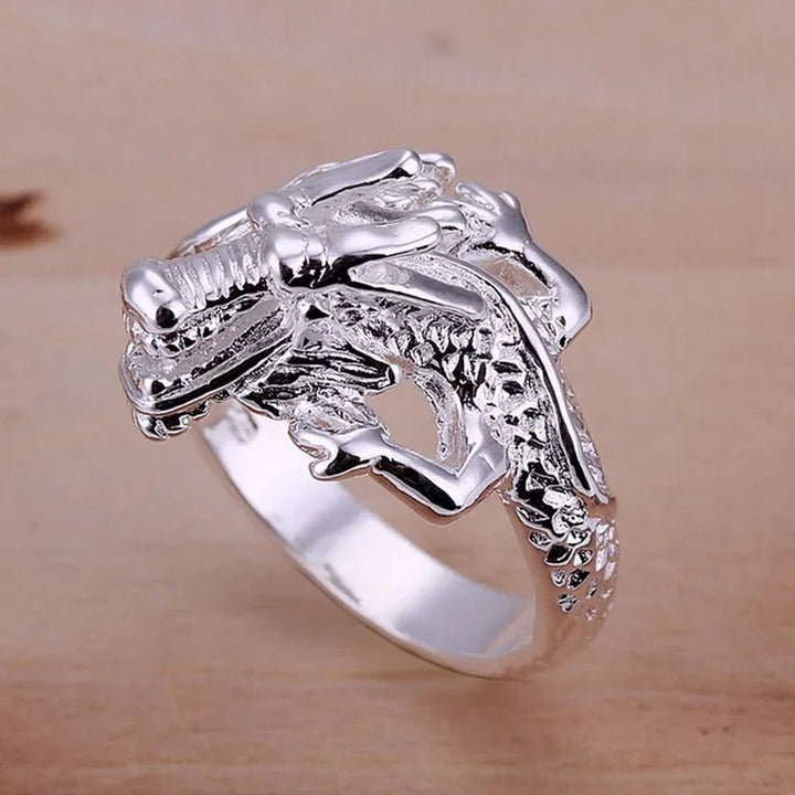 Fashion Charm 925 Sterling Silver Dragon Ring – Unisex Holiday Gift Jewelry - VeauBeauty