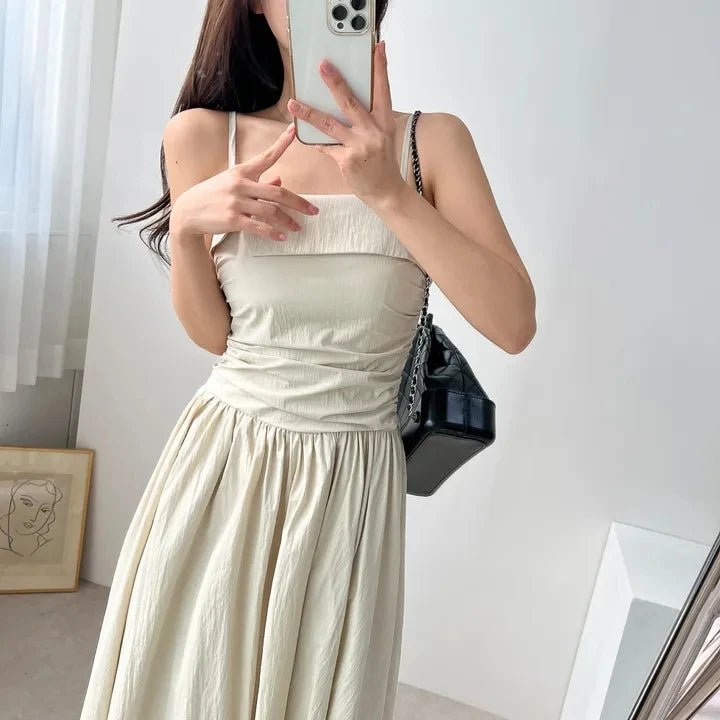 Feminine A - Line Summer Dress – Bell Sleeve Detail & High Waist Mid - Length Design - VeauBeauty