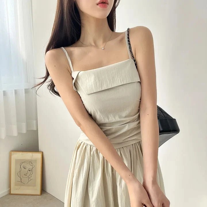 Feminine A - Line Summer Dress – Bell Sleeve Detail & High Waist Mid - Length Design - VeauBeauty