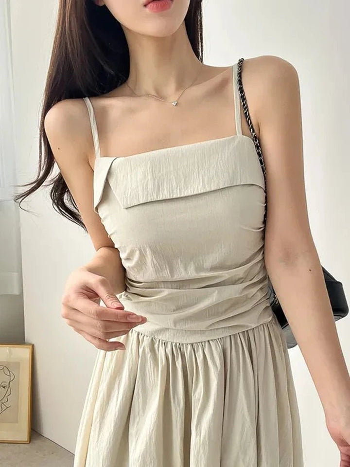 Feminine A - Line Summer Dress – Bell Sleeve Detail & High Waist Mid - Length Design - VeauBeauty