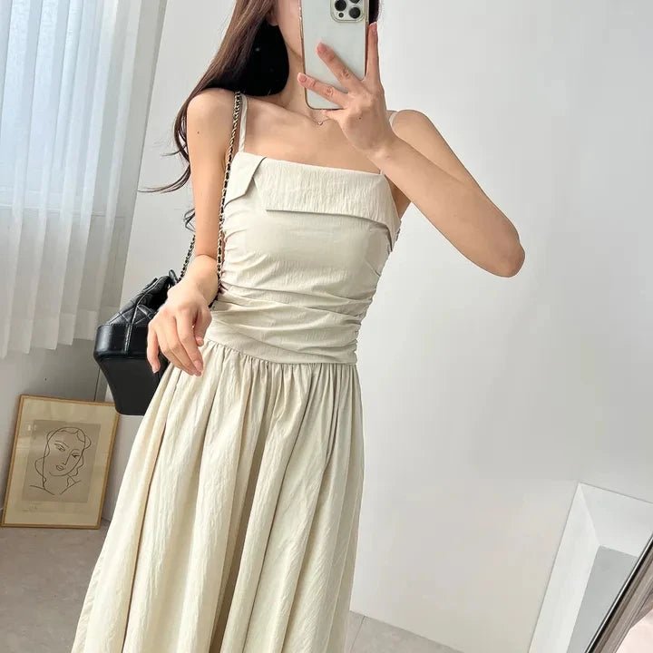 Feminine A - Line Summer Dress – Bell Sleeve Detail & High Waist Mid - Length Design - VeauBeauty