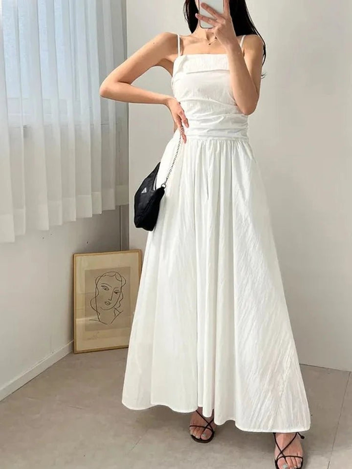 Feminine A - Line Summer Dress – Bell Sleeve Detail & High Waist Mid - Length Design - VeauBeauty