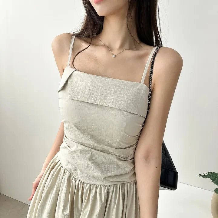 Feminine A - Line Summer Dress – Bell Sleeve Detail & High Waist Mid - Length Design - VeauBeauty
