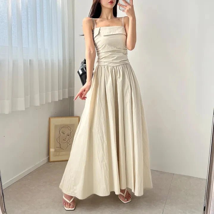 Feminine A - Line Summer Dress – Bell Sleeve Detail & High Waist Mid - Length Design - VeauBeauty