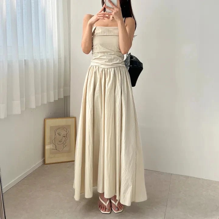 Feminine A - Line Summer Dress – Bell Sleeve Detail & High Waist Mid - Length Design - VeauBeauty