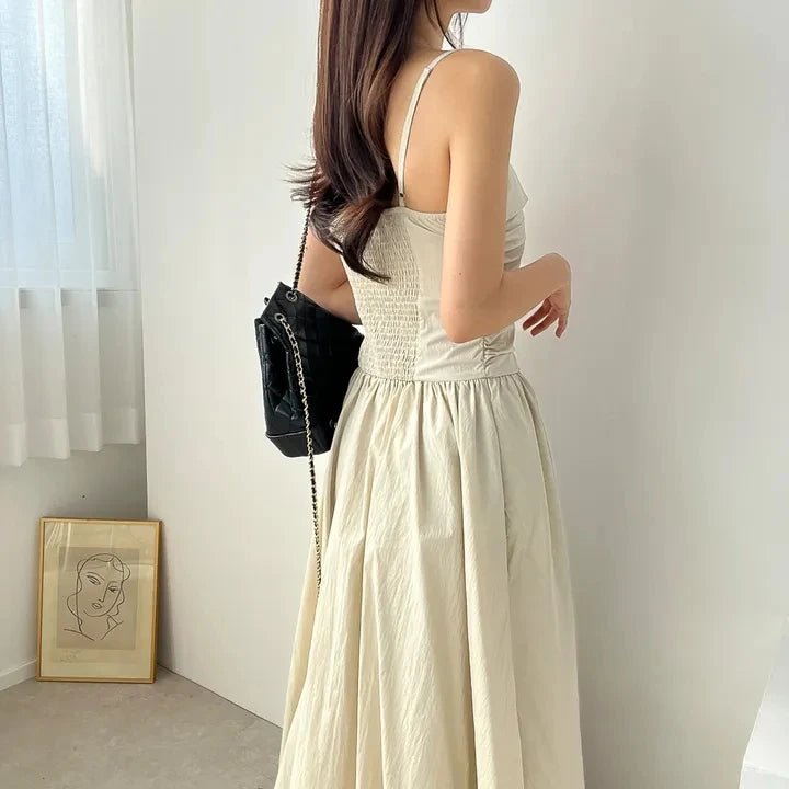 Feminine A - Line Summer Dress – Bell Sleeve Detail & High Waist Mid - Length Design - VeauBeauty