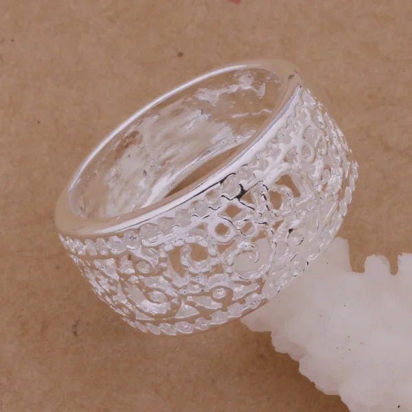 Fine 925 Sterling Silver Retro Charm Ring for Women Wedding Party Gift - VeauBeauty