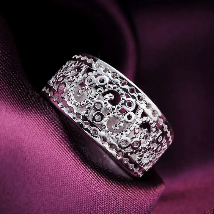 Fine 925 Sterling Silver Retro Charm Ring for Women Wedding Party Gift - VeauBeauty