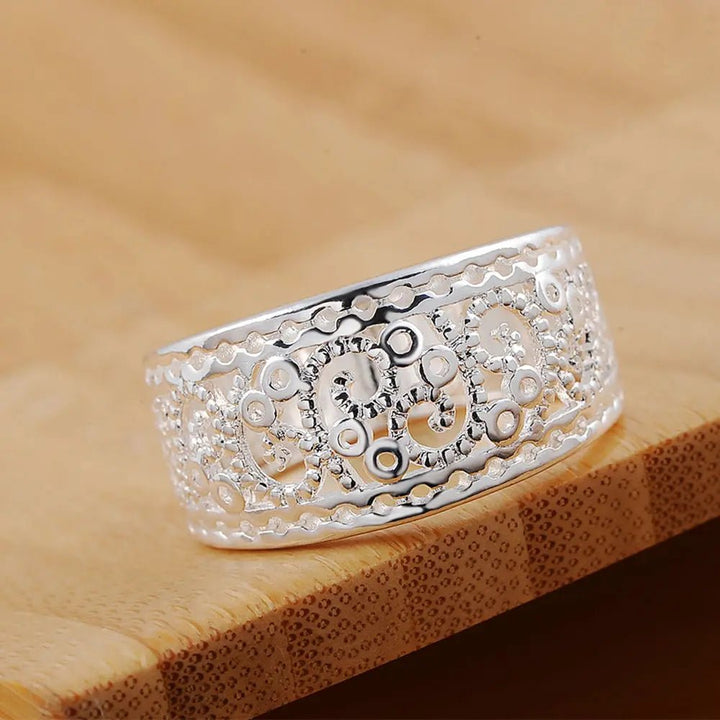 Fine 925 Sterling Silver Retro Charm Ring for Women Wedding Party Gift - VeauBeauty