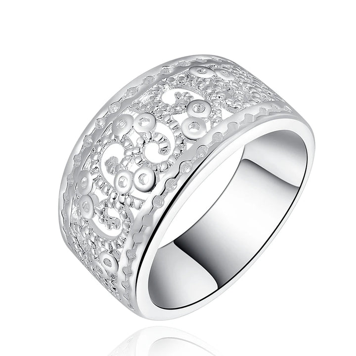 Fine 925 Sterling Silver Retro Charm Ring for Women Wedding Party Gift - VeauBeauty