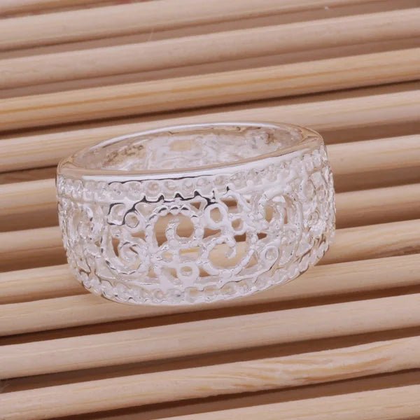 Fine 925 Sterling Silver Retro Charm Ring for Women Wedding Party Gift - VeauBeauty