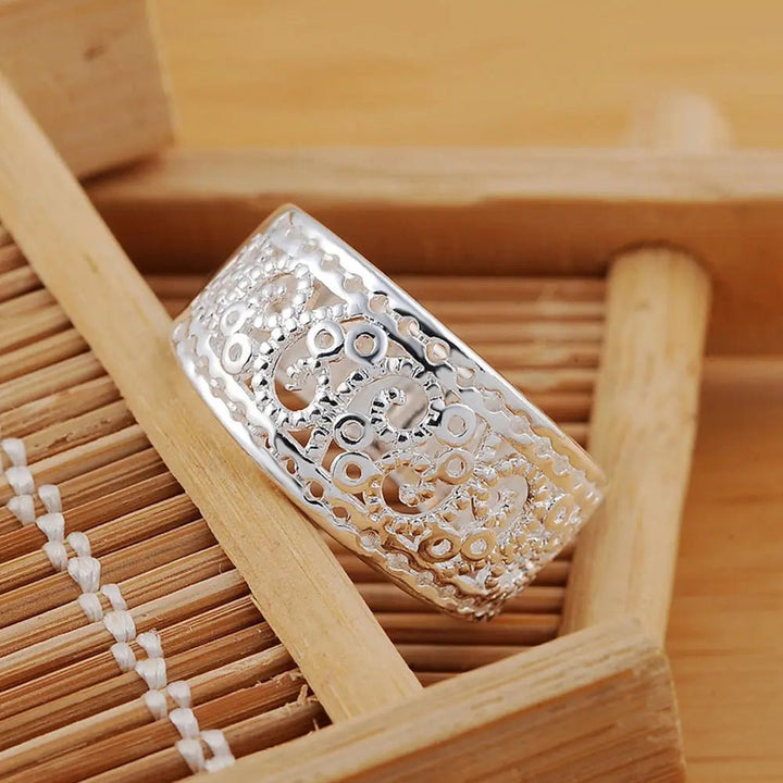 Fine 925 Sterling Silver Retro Charm Ring for Women Wedding Party Gift - VeauBeauty