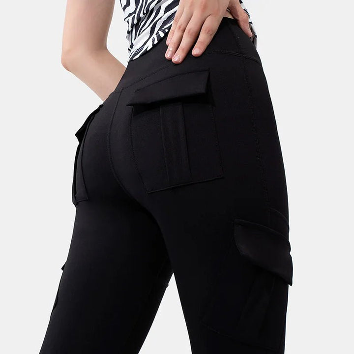 Flare Bootleg Yoga Pants with Pockets – High Waist Plus Size Workout Trousers - VeauBeauty