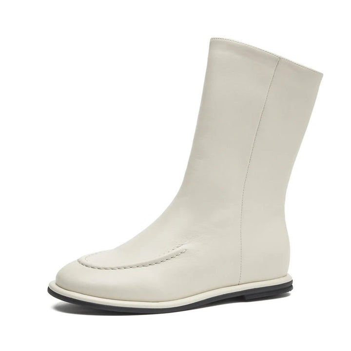 Flat Genuine Leather Ankle Boots – Warm Winter Knight Style Boots for Women - VeauBeauty
