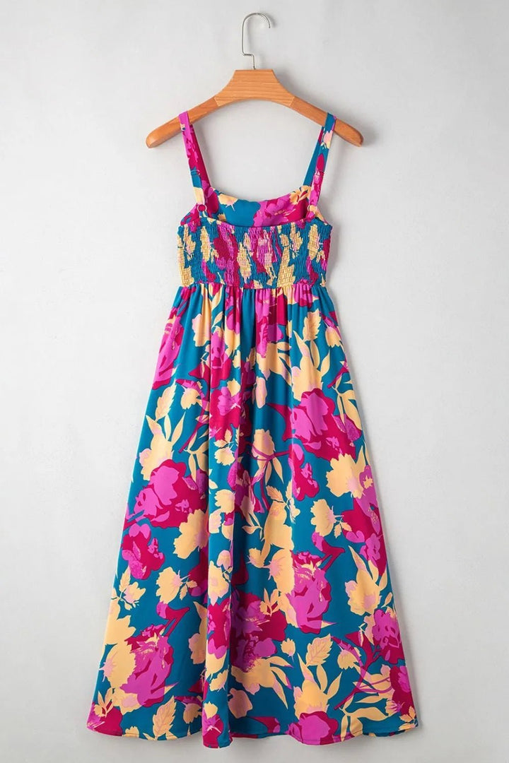 Floral Square Neck Cami Dress with Pockets - VeauBeauty